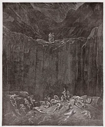 Den Guddommelige Komedie, Inferno, Sang 29: Forfalskerne plaget i dalen - af Dante Alighieri (1265-1321) - Illustration af Gustave Doré (1832-1883)