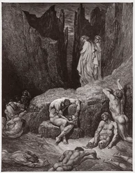 Den guddommelige komedie, Inferno, sang 29: Vergil dadler Dantes nysgerrighed - af Dante Alighieri (1265-1321) - illustration af Gustave Doré (1832-1883)
