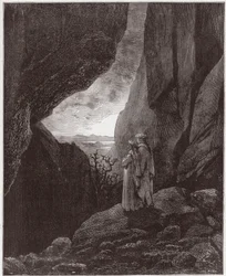 Den guddommelige komedie (La Divina Commedia, La Divine Comédie), Inferno, Sang 34: Vergil og Dante stiger op til den øvre verden - af Dante Alighieri (1265-1321) - Illustration af Gustave Doré (1832-1883)