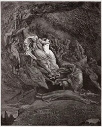 Den guddommelige komedie, Inferno, Sang 5: Francesca beskriver sin død - af Dante Alighieri (1265-1321) - Illustration af Gustave Doré (1832-1883)