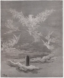 Den Guddommelige Komedie (La Divina Commedia, La Divine Comédie), Paradiso, Sang 19: De salige sjæle danner en ørn på himlen - af Dante Alighieri (1265-1321) - Illustration af Gustave Doré (1832-1883)