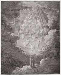 Den Guddommelige Komedie (La Divina Commedia, La Divine Comédie), Paradiso, sang 21: Beatrice og Dante i Saturns sfære - af Dante Alighieri (1265-1321) - illustration af Gustave Doré (1832-1883)