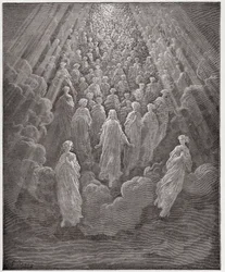 Den guddommelige komedie (La Divina Commedia, La Divine Comedie), Paradiso, Canto 5: Værten af utallige glødende sjæle i det andet rige - af Dante Alighieri (1265-1321) - Illustration af Gustave Dore (1832-1883)