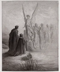 Den guddommelige komedie (La Divina Commedia, La Divine Comedie), Purgatorio, Canto 2: Den himmelske pilot lander båden - af Dante Alighieri (1265-1321) - Illustration af Gustave Dore (1832-1883)