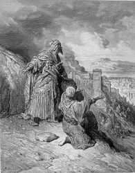 Den sidste af de arabiske konger forlod Granada efter hans belejring af katolikkerne i 1492. Gravering af Gustave Doré