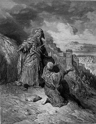 Den sidste af de mauriske konger forlader Granada - stik af Gustave Doré