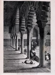 Udsigt til den store gårdhave af Alcazar i Sevilla - af Doré, i “” Tour du Monde ”, 2. Sem. 1866.