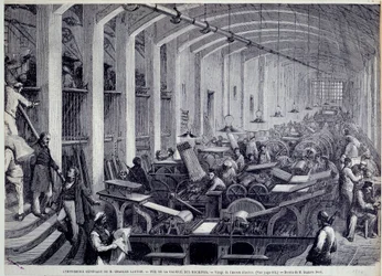 Udsigt over trykkemaskinegalleriet af Charles Lahure Gravering af Gustave Dore (1832-1883) fra "" L