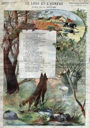 Ulven og Lammet. Fabler af Jean de La Fontaine (1621-95). Illustration af Gustave Fraipont (1849 -1923). Privat samling.