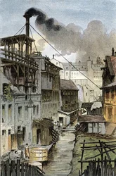 Udsigt over Bievre-floden fra Port Royal boulevard, Paris Tegning af Gustave Fraipont (1849-1923) tegner fra "La seine a travers Paris" af Saint-Juirs