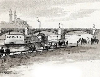 Udsigt over Grenellebroen i Paris Tegning af Gustave Fraipont (1849-1923) fra Saint-Juirs