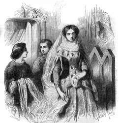 Portræt af Jeanne de Montmorency, datter af Bouchard 1st de Marly. 13.-14. århundrede. Gravering af Gustave Janet