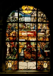 Saint-Etienne du Mont kirke, vinduesglas forestillende den døde Kristus (farvet glas)