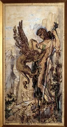 Ødipus og sfinksen. Maleri af Gustave Moreau (1826-1898), 1861. Paris.