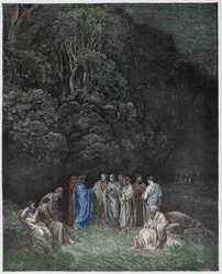 Inferno, sang 4: Homer, digterne og heltene i Limbo, illustration fra Den guddommelige komedie af Dante Alighieri, 1885