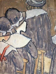 Børn i en kirke (kropsfarve over spor af blyant på papir) (se også 130312, 281886)