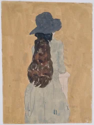 Figur i kirke (blyant  gouache på papir)