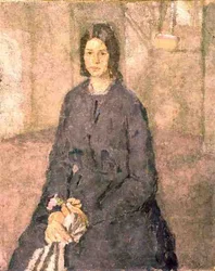 Pige der holder en rose, ca. 1915-25