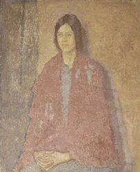 Ung kvinde i rødt sjal, ca. 1912 (olie på lærred)