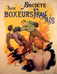 Societe des Boxeurs Francais, franske boksere reklameillustration af Delaspre