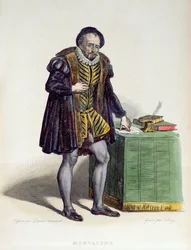 Michel Eyquem de Montaigne (1533-92) fra "Le Plutarque Francais" af E. Mennechet, 1835 (farvestik)