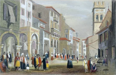 The Royal Road, Korfu (farvet gravering)