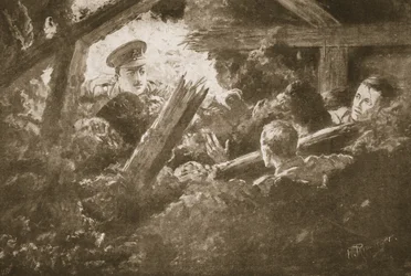 Sekondløjtnant C.F.H. Calvert graver og redder to mænd fra et minegalleri, der var faldet ind