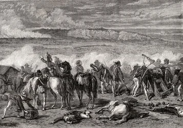 Slaget ved Jemappes, 6. november 1792, indgraveret af Alexandre Hurel