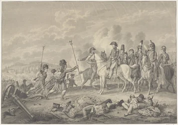 Duke of Wellington modtager to standarder med ørne fanget fra franskmændene under slaget ved Waterloo, 1815