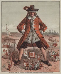 The Grand Army of Lilliput laver en fantastisk demonstration for at forbløffe Gulliver (farve litho)