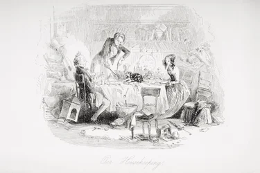 Vores husholdning, illustration fra "David Copperfield" af Charles Dickens (1812-70), første gang udgivet i 1850