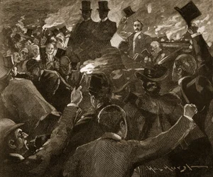 Mr Balfour i Dublin: fakkeloptog, illustration fra 
