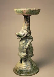 Tidlig kinesisk keramiklampe, gravartefakt, Han-dynastiet, 25-220 e.Kr. (keramik)