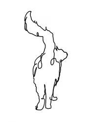 Tegning af en nysgerrig kat