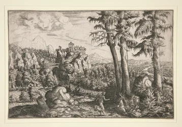 Landskab med Hagar og engel