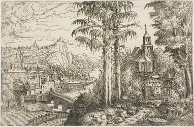 Landskab med en kirke