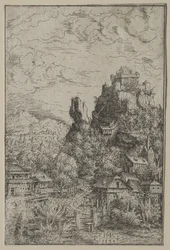 Landskab med et slot, 1553.