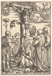 Kristus på korset med jomfruen og de hellige Longinus, Maria Magdalena og Johannes, 1505.