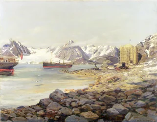 Andree Polar Ekspeditionens skibe ankrede ud for balkonstationen, Dane