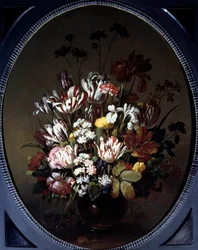 Vase med blomster. Maleri af Hans Bollongier (v.1600-ap. 1644), Ec. Hol. Olie på lærred. Dimension: 0,83 X 0,68m. Chalon-Sur-Saone, Denon Museum
