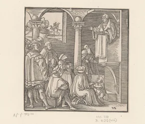 Martin Luther prædiker i en kirke
