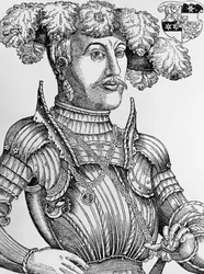Portræt af Philip I, Landgrave of Hessen, kendt som Magnanimous (1504-1567), gravering af Hans Brosamer (1495-1554)