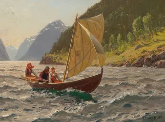 Sejltur i et norsk fjordlandskab