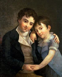 Portræt af Karl Thomas (1784-1858) og Franz Xaver (1791-1844), Wolfgang Amadeus Mozarts (1756-91) to sønner, 1798