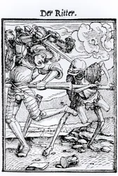 Døden og ridderen, fra «Dødedansen», graveret af Hans Lützelburger, ca. 1538