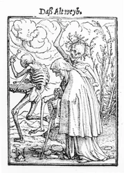 Døden og den gamle kvinde, fra »Dødedansen«, graveret af Hans Lutzelburger, ca. 1538