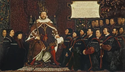 Henry VIII overdrager et charter til Thomas Vicary til minde om tilslutningen af Barbers and Surgeons Guilds, 1541