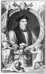 John Fisher, biskop af Rochester, graveret af Jacobus Houbraken, ca.1738-42