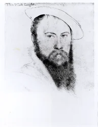 Portræt af Sir Thomas Wyatt den Yngre (ca. 1521-54) (blyant og kul på papir)