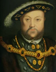 Portræt af Henrik VIII (1491-1547) i en juvelbesat kæde og pelsklæder